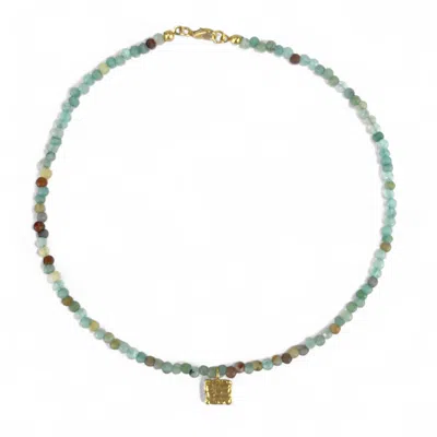 By Virgo Women's Green / Blue / Gold Everlyn Gemstone Necklace In Multi