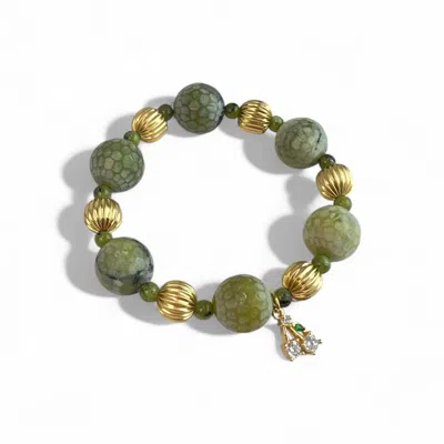 By Virgo Women's Green / Gold Cosenza  Jasper Beaded Bracelet