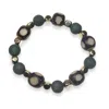By Virgo Women's Green / Gold / Neutrals Saphira Tibetan Agate Beaded Bracelet