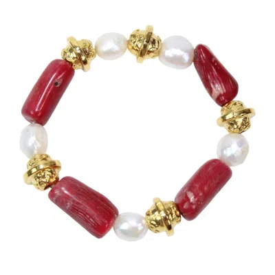 By Virgo Women's Pink / Purple / White Blossom Coral Beaded Bracelet