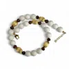 By Virgo Women's White / Brown / Gold Nayla Coral Beaded Necklace