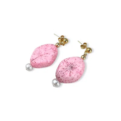By Virgo Women's White / Gold / Pink Candy Coral Earring In Multi