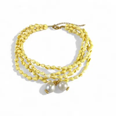 By Virgo Women's White / Gold / Yellow Shellora Gemstone Choker Necklace In Multi