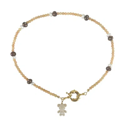 By Virgo Women's Yellow / Orange Lunibear Gemstone Pendant Necklace