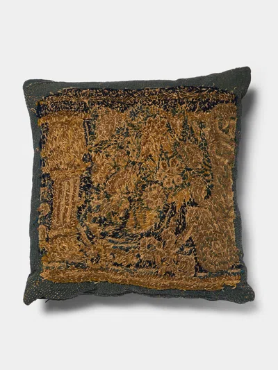 By Walid 17th-century Flemish Tapestry Linen Cushion  Abask Luxury Gift In Brown