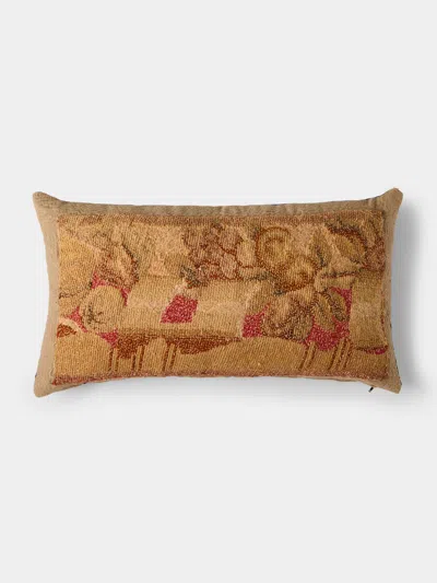 By Walid 18th-century French Aubusson Tapestry Wool And Linen Cushion (25.5in/65cm) In Pink