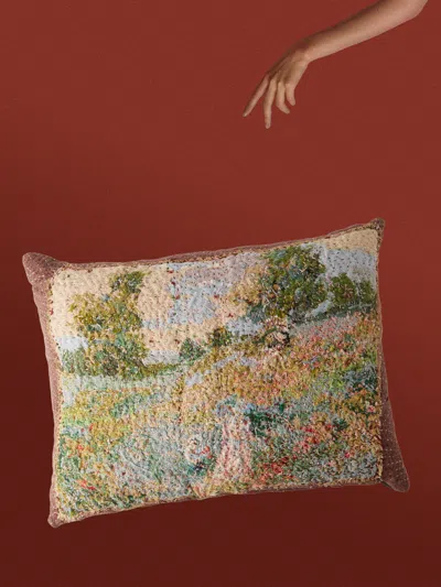 By Walid 1910s Needlepoint Wool, Linen And Cotton Cushion (25.5in/65cm)