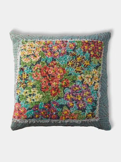 By Walid 1930s Needlepoint Wool And Linen Cushion (17.5in/45cm) In Multi