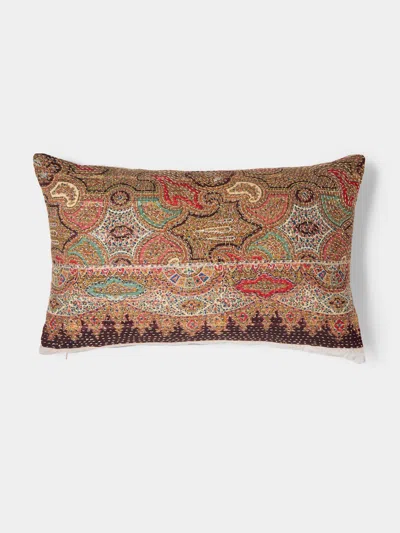 By Walid 19th-century French Napoleon Iii Paisley Wool Cushion (21.5in/55cm) In Brown