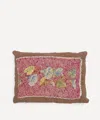 By Walid 19th-century Needlepoint Ruby Leaf French Cushion 645