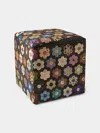By Walid 19th-century Patchwork Silk And Oak Storage Stool In Multi