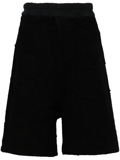 By Walid Elasticated-waistband Cotton Shorts In Black