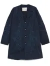 By Walid Embroidered Cotton Coat In Blue