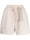 BY WALID EMBROIDERED-PATCHWORK BERMUDA SHORTS