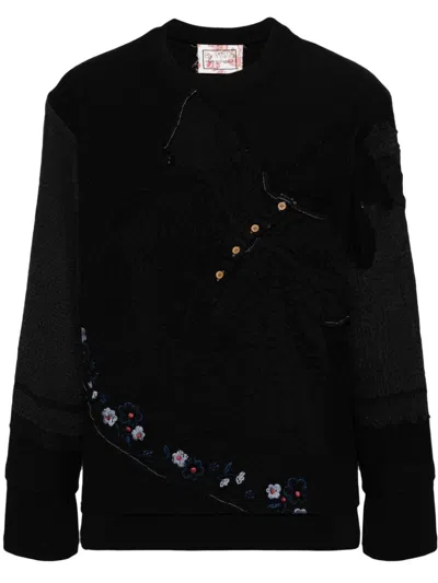 By Walid Embroidered Patchwork Sweatshirt In Black
