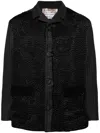 By Walid Embroidered Pinstriped Shirt Jacket