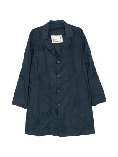 By Walid Embroidered Poplin Single-breasted Coat In Blue