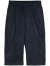 By Walid Floral-embroidered Cropped Trousers In Blue