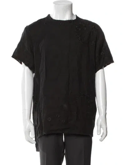Pre-owned By Walid Floral Print Crew Neck T-shirt In Black