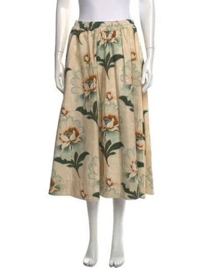 Pre-owned By Walid Floral Print Long Skirt In Neutrals