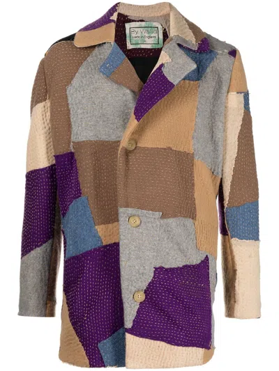 By Walid Jacob Patchwork Wool Coat In 彩色