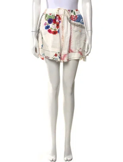Pre-owned By Walid Linen Mini Shorts In White