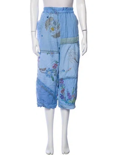 Pre-owned By Walid Linen Printed Sweatpants In Blue