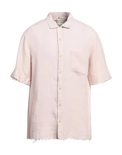 By Walid Man Shirt Blush Size L Linen In Pink