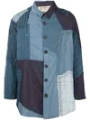 By Walid Miles Panelled Shirt Jacket In Blau