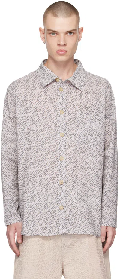 By Walid Off-white & Brown James Shirt