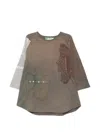 By Walid Patchwork Button T-shirt In Brown