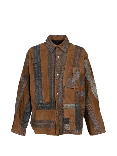 By Walid Patchwork Embroidered Jacket In Brown