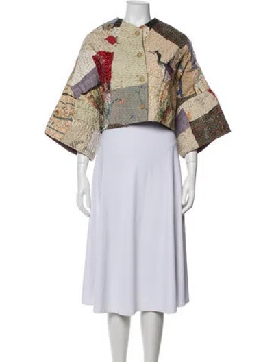 Pre-owned By Walid Silk Printed Jacket In Neutrals