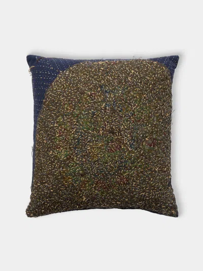 By Walid Vintage Needlepoint Wool And Damask Cushion (21.5in/45cm)