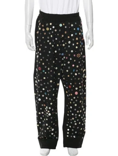 Pre-owned By Walid Wool Graphic Print Lounge Bottoms In Black