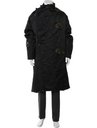 Pre-owned By Walid Wool Patterned Coat In Black
