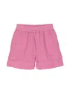 By Walid X Kindred Layered-hem Linen Shorts In Pink
