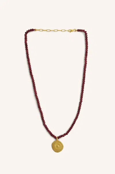 By-bar Aspiga Sustainable Womens Jules Necklace Summer Holiday Ruby In Red