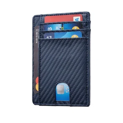 Bybeej Mens Leather Slim Wallet Credit Card Holder Rfid Blocking Pocket Id Money Pu Usa Carbon Fiber Blue