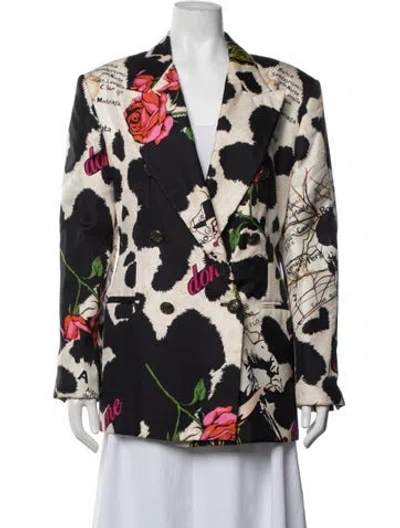 Pre-owned Byblos Acetate Graphic Print Coat In Black
