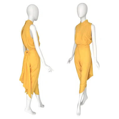 Pre-owned Byblos By Alan Cleaver And Keith Varty Vintage 90s Linen Jumpsuit In Orange