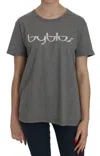 Byblos Cotton Grey Short Sleeve Round Neck Top T-shirt Blouse In Gray