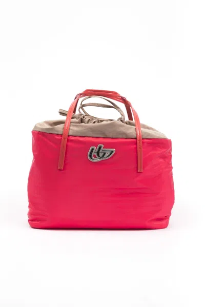 Byblos Elegant Fabric And Patent Shopper Tote In Red