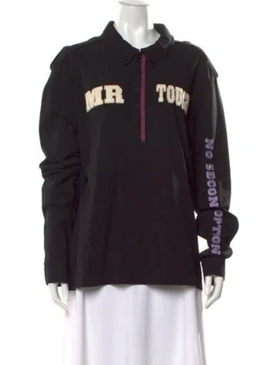 Pre-owned Byblos Graphic Print Long Sleeve Polo In Black