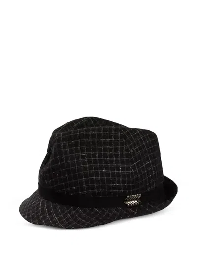 Byblos Grid-pattern Fedora Hat In Black