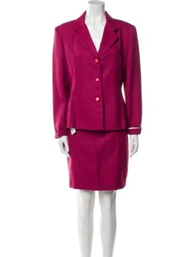 Pre-owned Byblos Houndstooth Wool Skirt Suit In Red