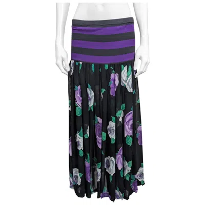 Pre-owned Byblos Jersey And Floral Chiffon Skirt In Black