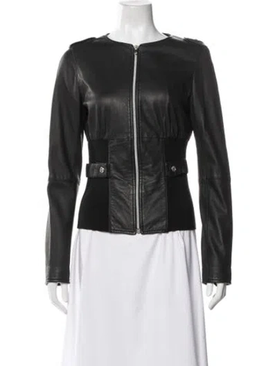 Pre-owned Byblos Lamb Leather Jacket In Black