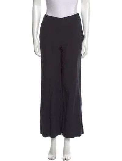 Pre-owned Byblos Linen Wide Leg Pants In Black