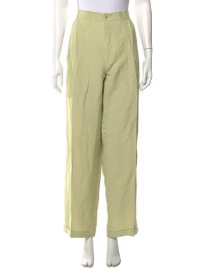 Pre-owned Byblos Linen Wide Leg Pants In Green